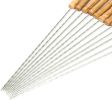 2 PCS Skewers for Grilling, Kabob Skewers with Wood Handle, Reusable BBQ Barbecue Sticks for Marshmallow, Hot Dog, Meat, Vegetable