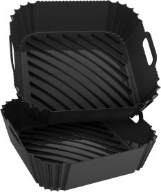 Large Silicone Air Fryer Liners Square 5-9 QT, 7.9 Inch Airfryer Liners Reusable 2 Pack Air Fryer Liners Pot Oven Liner Baking Tray