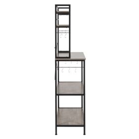 5-Tier Kitchen Bakers Rack with 10 S-Shaped Hooks, Industrial Microwave Oven Stand