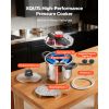 Pressure Cooker, 8Qt Pressure Cooker Stainless Steel, Pressures Canner with Steaming Rack, Tempered Glass Lid, Three Pressures Settings for Meat