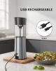 Rechargeable Gravity Electric Salt and Pepper Grinder Set Automatic Stainless Steels Salt and Pepper Mills with LED Light, No Battery Needed