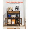 Coffee Bar Cabinet, 24 Inch Farmhouse Coffee Bar Cabinet with Storage, Movable Coffee Bar Table with Wheels & Mesh Door