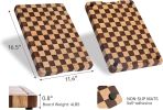 Kitchen cutting board, upgraded grid cutting board, acacia wood cutting board, with drainage channels and handles, large butcher cutting board tray