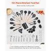 Kitchen Cooking Utensils Set, 50 PCS Silicone Spatula Set with Holder, 428 Fahrenheit Heat Resistant Gadget Spoons Tools, Wooden Handle