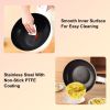 Electric Hot Pot Non-Stick Frying Pan Portable Rapid Noodles Cooker with Long Handle Steamer Spatula Dual Power Control Overheat Dry-Boil Protection f
