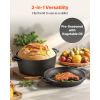 Cast Iron Dutch Oven, 2-in-1 Pre-Seasoned Pot with Skillet Lid, 5QT Cookware Pan with Proofing Basket, Bread Baking Accessories