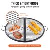 X-Marks Fire Pit Grill Grate, Foldable Round Cooking Grate, Heavy Duty Steel Campfire BBQ Grill Grid with Handle and Support X Wire