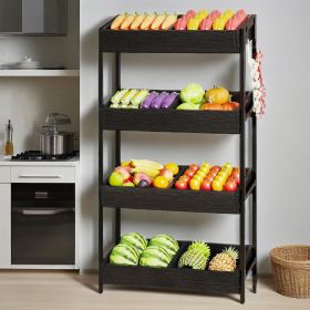 Wood Fruit and Vegetable Basket Stand Rack for Kitchen, Office, Store, Supremarket, Pantry Shelf Unit for Snacks