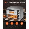 Commercial Pizza Oven Countertop, 16-Inch Double Deck Layers, Stainless Steel Electric Pizza Oven with Stone and Handle