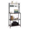 5-Tier Kitchen Bakers Rack with 10 S-Shaped Hooks, Industrial Microwave Oven Stand