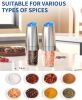 Gravity Electric Salt and Pepper Grinder Set Stainless Steel Automatic Salt and Pepper Grinder Set, Battery Operated, LED Light, Adjustable Coarseness