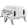 Outdoor Pizza Oven, 13 in Gas Fired Pizza-Maker, Portable Outside Gas Oven with Thickened Cordierite Pizza-Stone, and Built-in Thermometer