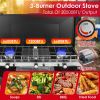 3-Burner Propane Camping Stove 20000 BTUs, Portable Camp Stove with 3 Adjustable Burners and Push-Button Instant Ignition, Portable Camping Grill