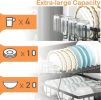 Detachable 2 Tier Dish Drying Rack with Drainboard, Rustproof Metal Dish Rack for Kitchen Countertop