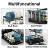 Detachable 2 Tier Dish Drying Rack with Drainboard, Rustproof Metal Dish Rack for Kitchen Countertop