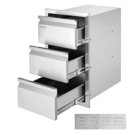 Outdoor Kitchen Drawers 15" W x 25.4" H x 19" D, Box Frame Style Flush Mount BBQ Drawers with Stainless Steel Handle