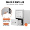 Outdoor Kitchen Drawers 14" W x 20.3" H x 23" D, Flush Mount Triple Access BBQ Drawers Stainless Steel with Handle
