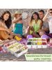 Food Grade Snack Box with 8 Removable Compartments and Lid, Airtight Food Storage Tray with Foldable Handle