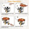 4 Pack Round Chafing Dish Buffet Set,Stainless Steel 4.76QT Round Buffet Servers and Warmers, Thick Stand Frame Catering Chafe with Mirror Covers