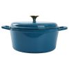 4.75qt Oven-Safe Cast Iron Ceramic Enamel Round Dutch Oven, Blue
