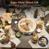 4 Pack Round Chafing Dish Buffet Set,Stainless Steel 4.76QT Round Buffet Servers and Warmers, Thick Stand Frame Catering Chafe with Mirror Covers