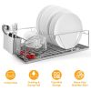 Dish Drying Rack Stainless Steel Dish Rack w/ Drainboard Cutlery Holder Kitchen Dish Organizer