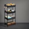 Wood Fruit and Vegetable Basket Stand Rack for Kitchen, Office, Store, Supremarket, Pantry Shelf Unit for Snacks