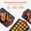 Baking Pans Set, 3-Piece, Nonstick Carbon Steel Cookware Sheets & Trays, Stackable Kitchen Oven Bakeware Cooking Sets with Silicone Handles