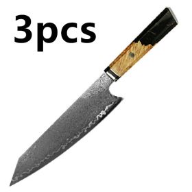 Chef's Knife For Japanese Cuisine In Damascus (Option: Black-34.7cm 3pcs)