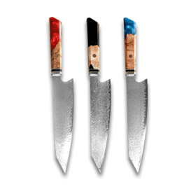 Chef's Knife For Japanese Cuisine In Damascus (Option: Red Blue Black-34.7cm)