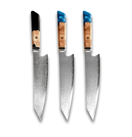 Chef's Knife For Japanese Cuisine In Damascus (Option: Blue Blue Black-34.7cm)
