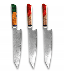 Chef's Knife For Japanese Cuisine In Damascus (Option: 2pcs red 1green-34.7cm)