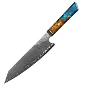 Chef's Knife For Japanese Cuisine In Damascus (Option: Light blue-34.7cm)
