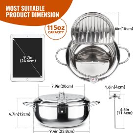 9.4inch Or 11inch Deep Fryer Pot, Stainless Steel Frying Pot, Upgrade Deep Fryer Pot With Thermometer (Option: 24cm-1pc)