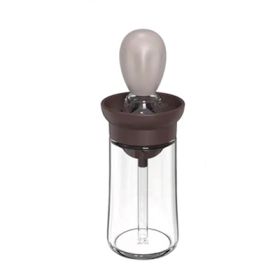 Kitchen Silicone Oil Bottle Glass Olive Oil Bottle Quantitative Extrusion Dispenser Pastry Steak Oil Brushes Baking BBQ Tool (Color: brown)