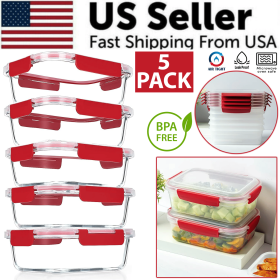 5 Pack Stackable Food Storage Containers Airtight & Leakproof Set Snap Lock Lids (size: 5 Pack - 600ml / 20oz)