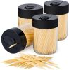 Sturdy Safe Toothpick Holder with 1600 Natural Wood Toothpicks for Teeth Cleaning, Unique Home Design Decoration, Unusual Gift, 4 Pack