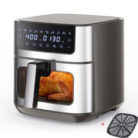 6.34QT Multi-Function Air Fryer with Ceramic Coating Suitable for Roast, Bake, Broil, Dehydrate, Reheat & Keep Warm, Digital Temperature (90°F-450°F) (Color: grey)