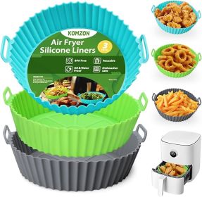 3 Pack Air Fryer Silicone Liners, 8Inch Airfryer Liners, AirFryer Basket Liner, Reusable Food Grade Air Fryers Basket Pots Oven Liner Baking Tray (Color: MULTI)