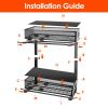 2Pcs Under Sink Organizer 2 Tier Pull Out Cabinet Baskets Storage Shelf Sliding Storage Drawers Rack with 5 Adjustable Height Mesh Baskets for Home Ki