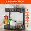 2Pcs Under Sink Organizer 2 Tier Pull Out Cabinet Baskets Storage Shelf Sliding Storage Drawers Rack with 5 Adjustable Height Mesh Baskets for Home Ki