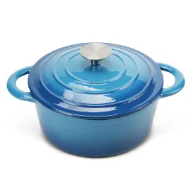 Dutch Oven,Dutch Oven Pot With Lid,3 QT Enamel Dutch Ovens With Dual Handles,Cast Iron Pot For Braiser,Cooking,Gifts For Family (Option: blue)